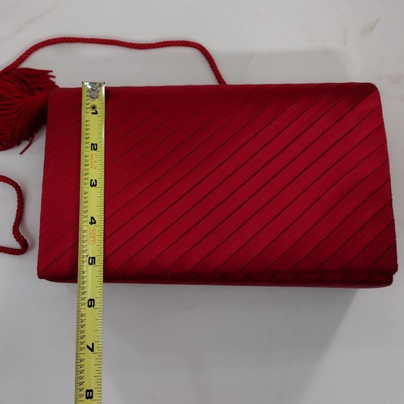 Red Satin Evening Clutch NWOT - Picture 12 of 14